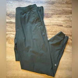 Lululemon track pant size 12, green, nylon, side zipper